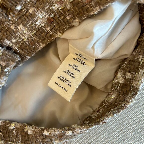 NEW L'AGENCE Cove Cropped Tweed Jacket Sz2 Dark Cappuccino/Gold Multi Tweed - Picture 10 of 13